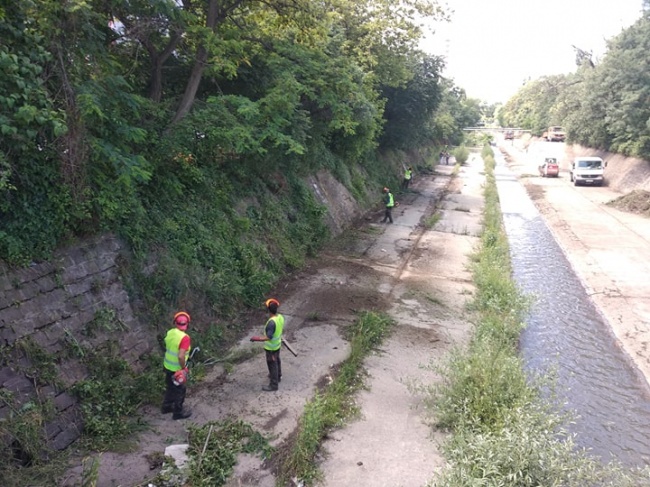 Служители на Столична община почистиха коритото на Владайска река в София