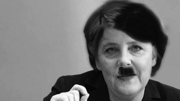 Ангела Меркел в бурен валс с Адолф Хитлер