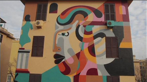Артисти превърнаха най-бедния квартал в Рим в галерия