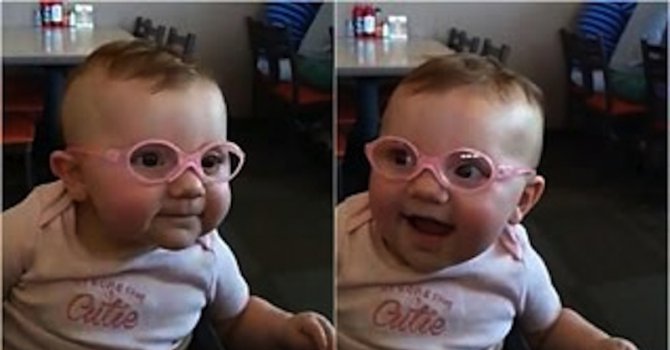 Бебе със зрителни проблеми прогледна за първи път! (видео)