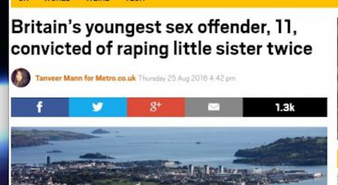 Най-младият изнасилвач в Англия е на 11 години