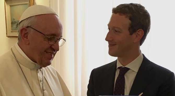 Марк Зукърбърг облече костюм за среща с папата