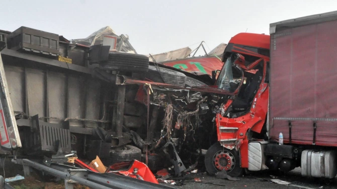 Челна катастрофа между товарен автомобил и влекач край Монтана съобщиха от