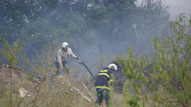 Пожар около нос Калиакра е изпепелил близо 650 декара суха тревна растителност