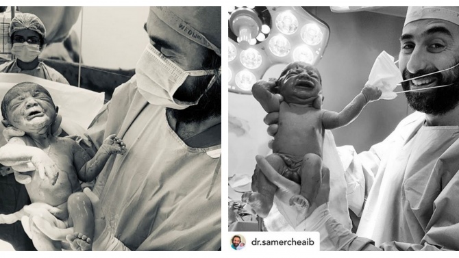 Снимка на новородено, дръпнало маската на лекар, стана хит в социалните мрежи