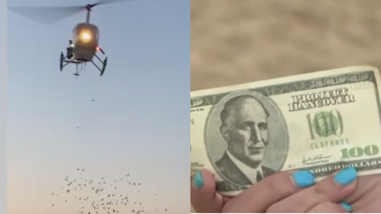 Организаторите на полета над "Градина": От вертолета се хвърляха биоразградими банкноти
