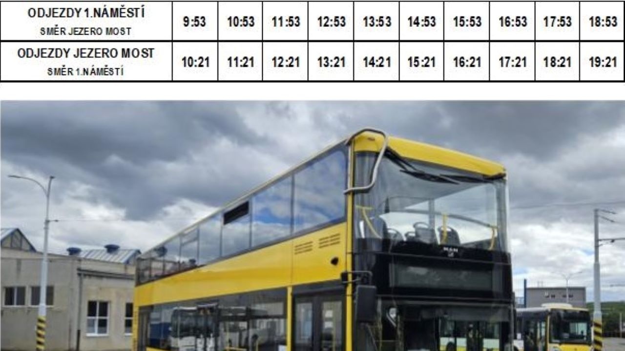 Докато в София текат спорове: Чешкият град Мост пусна двуетажни автобуси до езеро