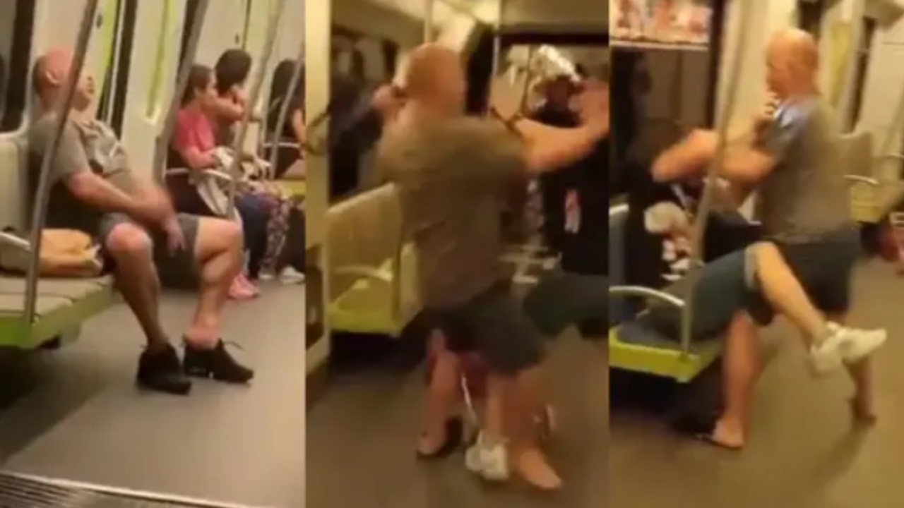 Перверзник онанира в метрото, докато зяпа пътниците, стигна се до яростен бой
