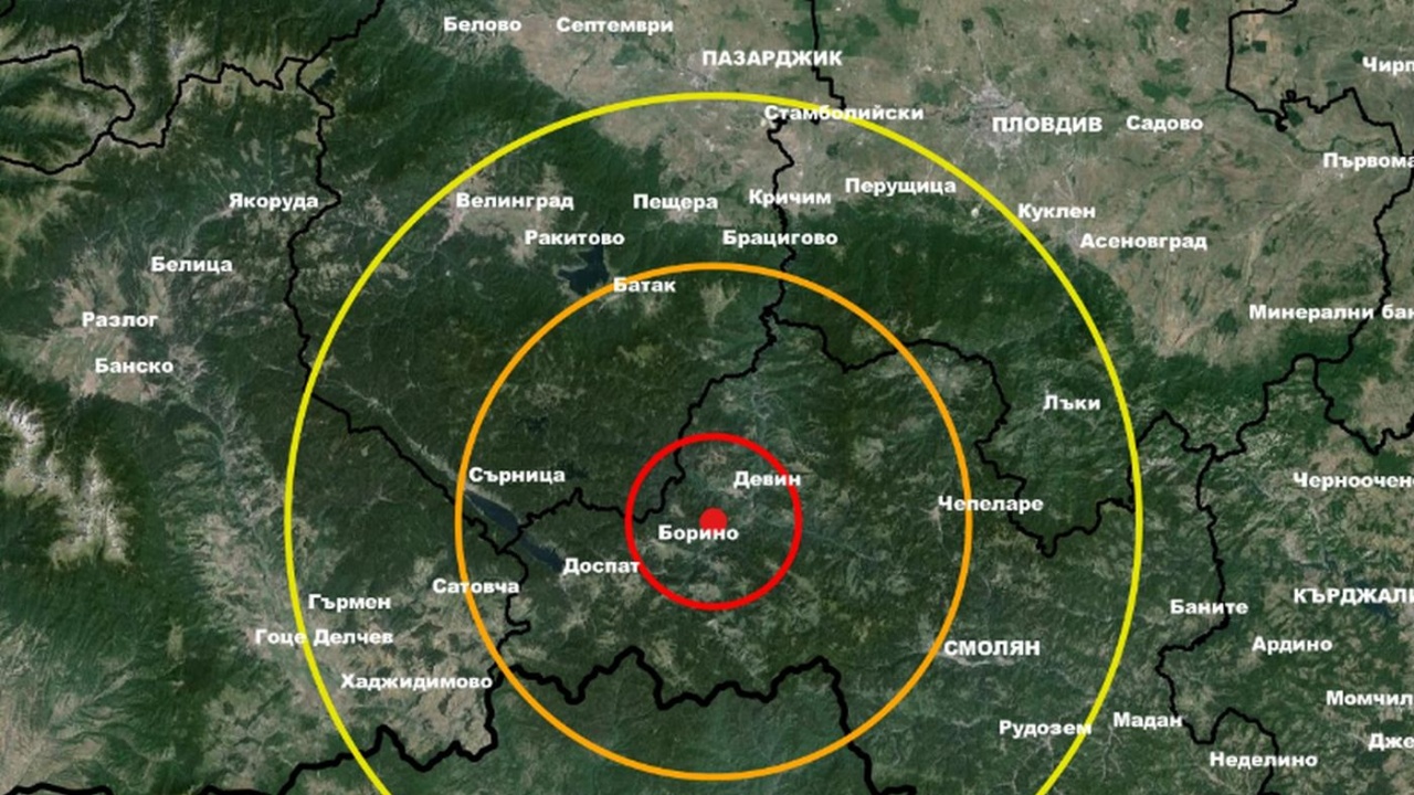 Земетресение край Девин, съобщават от Националния Институт по Геофизика, Геодезия и