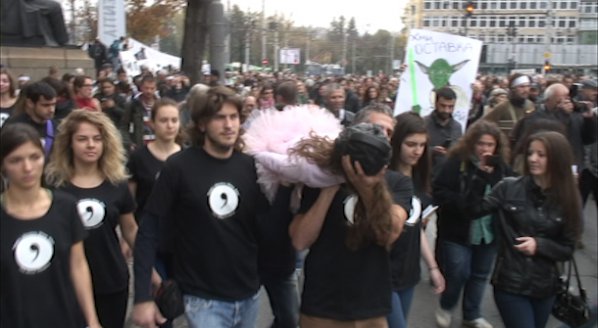 Студентското шествие в центъра на София